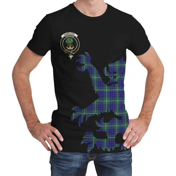 Hamilton Hunting Modern Tartan Clan Crest Lion & Thistle T-Shirt K6