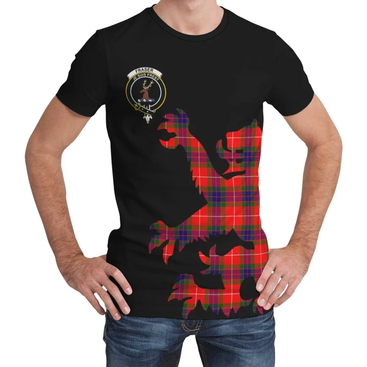 Fraser Modern Tartan Clan Crest Lion & Thistle T-Shirt K6