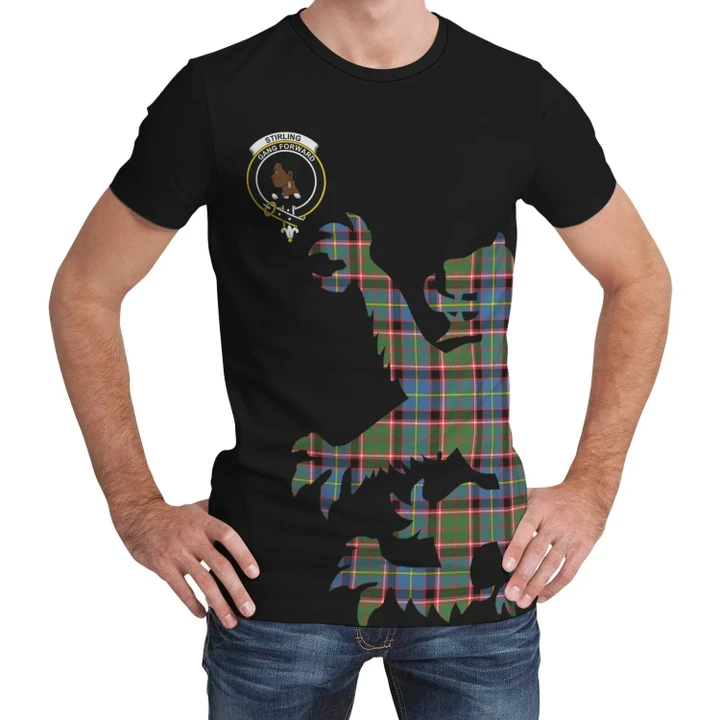 Stirling & Bannockburn District Tartan Clan Crest Lion & Thistle T-Shirt K6
