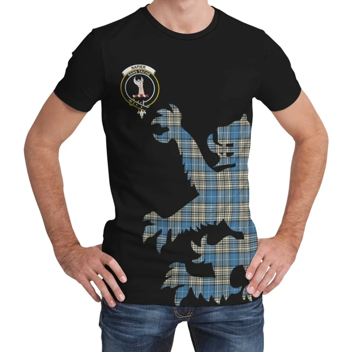Napier Ancient Tartan Clan Crest Lion & Thistle T-Shirt K6
