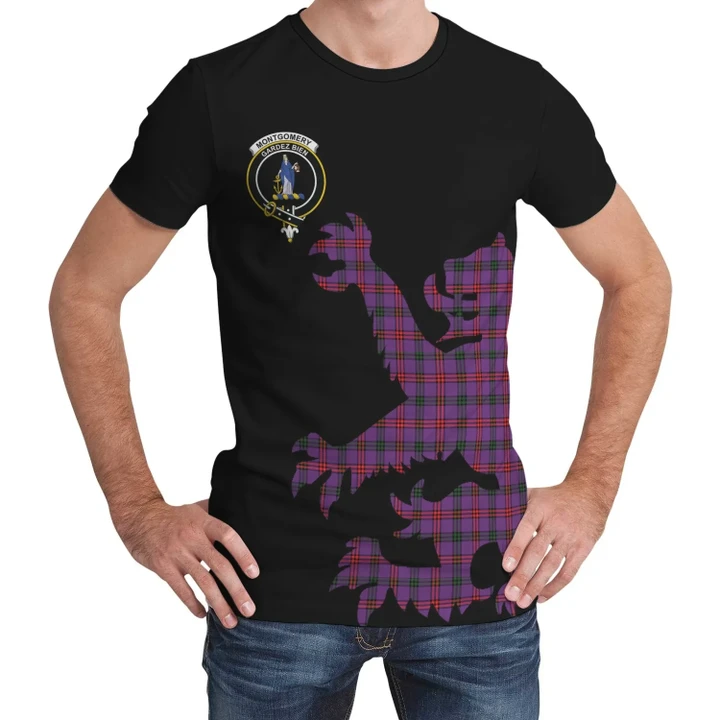 Montgomery Modern Tartan Clan Crest Lion & Thistle T-Shirt K6