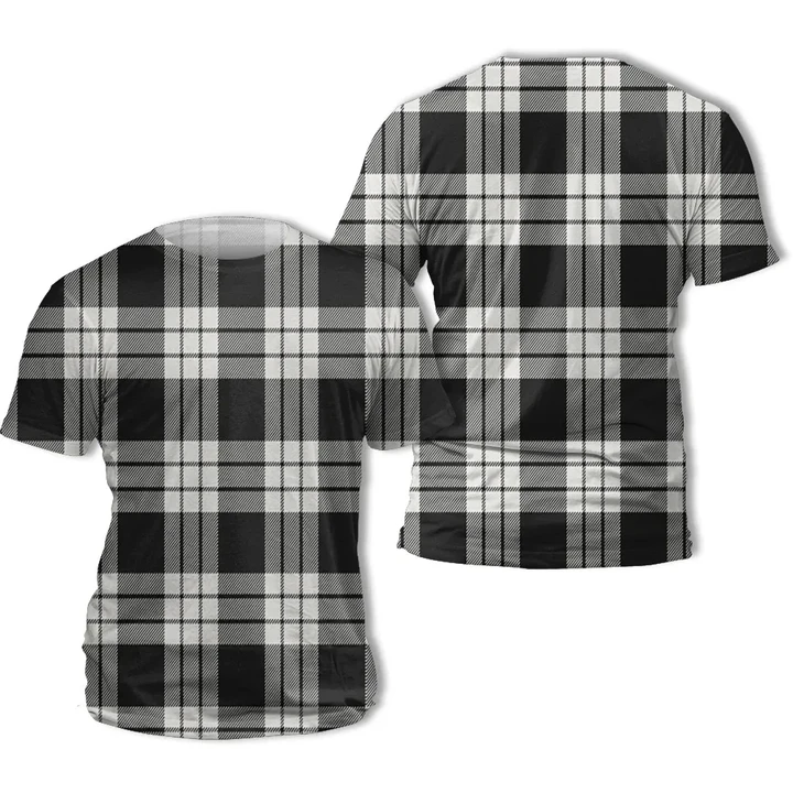 MacFarlane Black & White Ancient Tartan All Over Print T-Shirt | Scottishclans.co