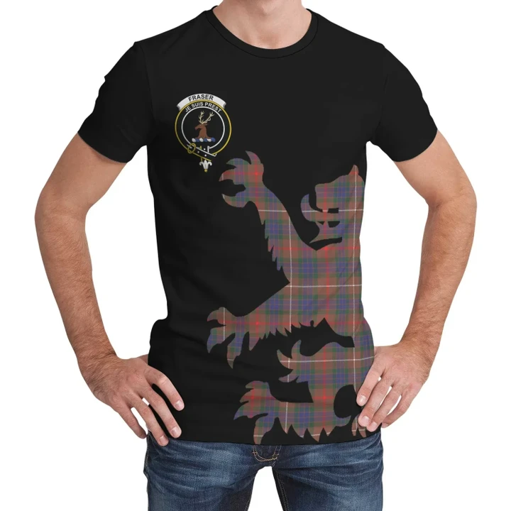 Fraser Hunting Modern Tartan Clan Crest Lion & Thistle T-Shirt K6