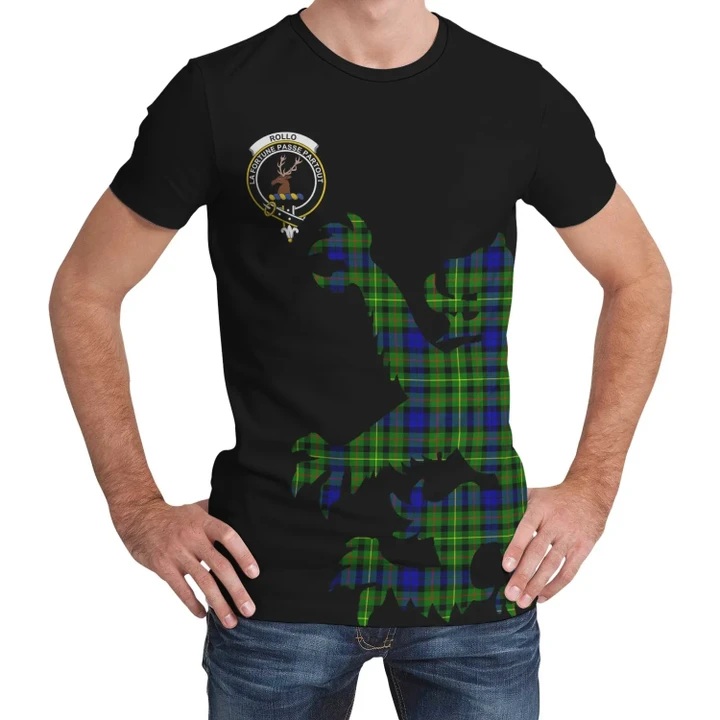 Rollo Modern Tartan Clan Crest Lion & Thistle T-Shirt K6