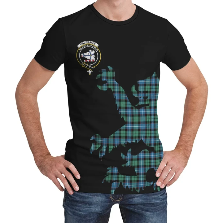Galbraith Ancient Tartan Clan Crest Lion & Thistle T-Shirt K6