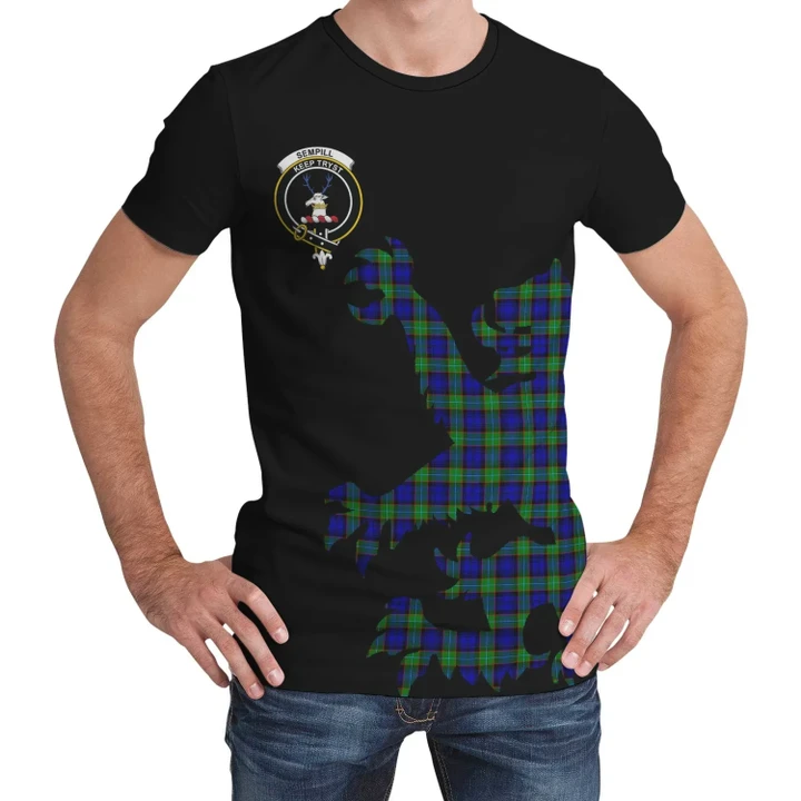 Sempill Modern Tartan Clan Crest Lion & Thistle T-Shirt K6