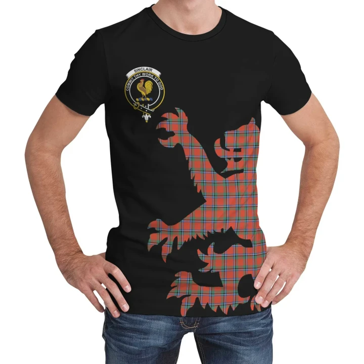 Sinclair Ancient Tartan Clan Crest Lion & Thistle T-Shirt K6