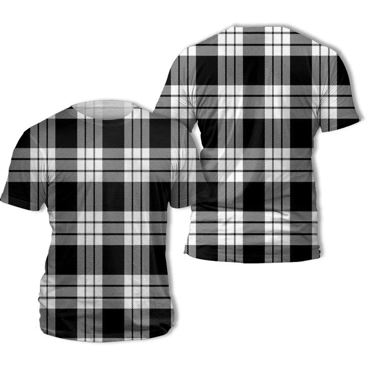 MacFarlane Black & White Tartan All Over Print T-Shirt | Scottishclans.co