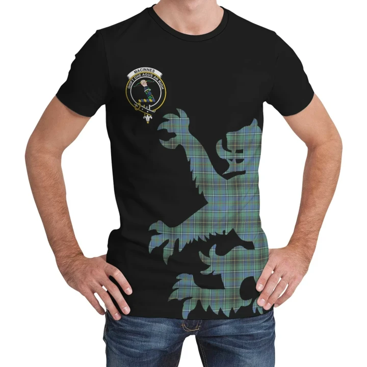 MacInnes Ancient Tartan Clan Crest Lion & Thistle T-Shirt K6