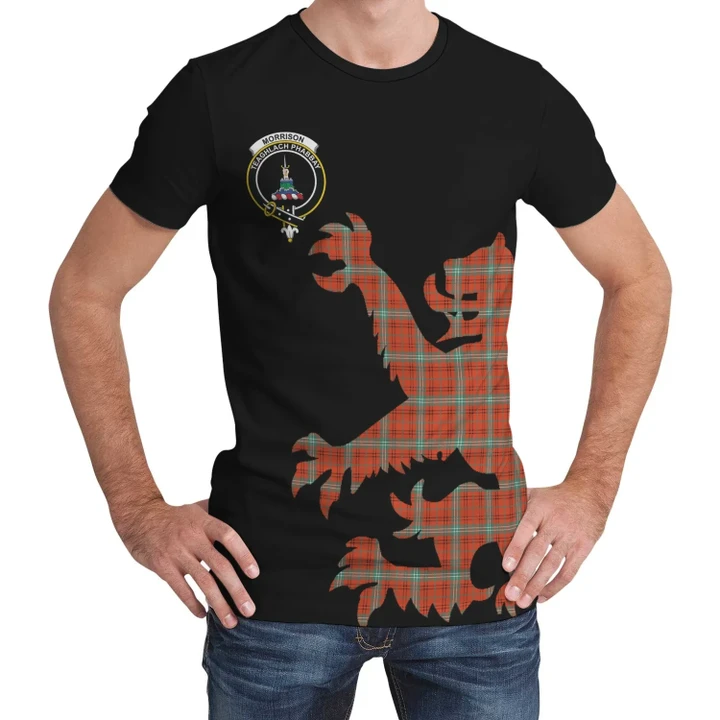 Morrison Red Ancient Tartan Clan Crest Lion & Thistle T-Shirt K6