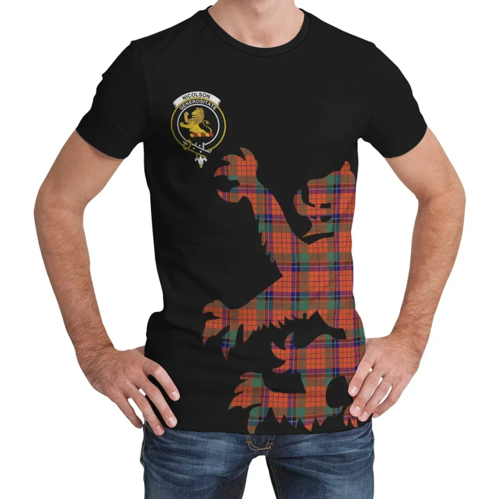 Nicolson Ancient Tartan Clan Crest Lion & Thistle T-Shirt K6