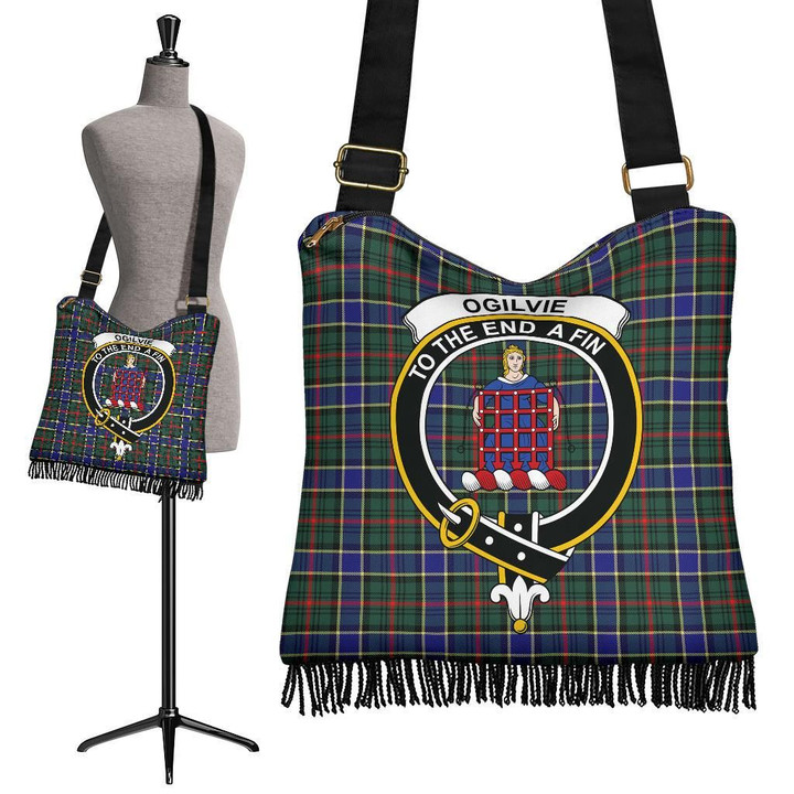 Ogilvie Hunting Modern Tartan Clan Badge Boho Handbag | scottishclans.co