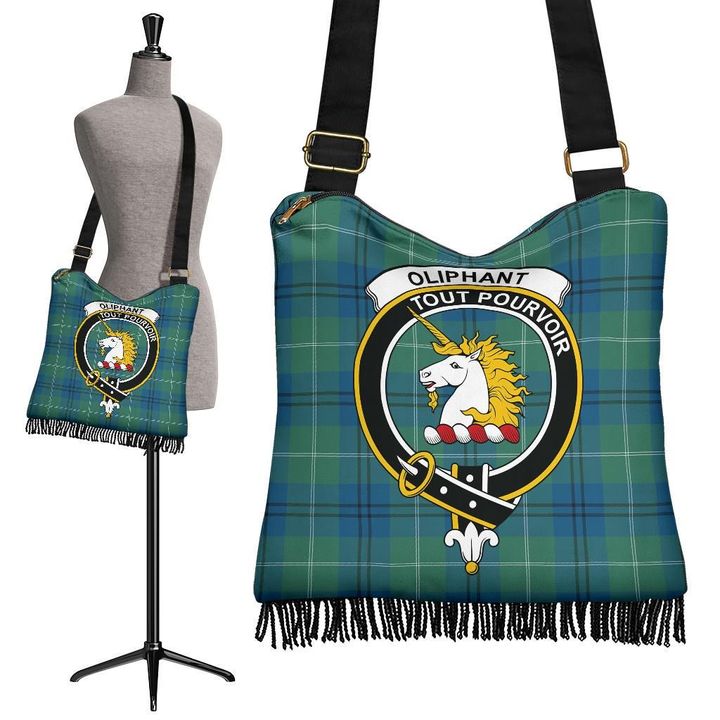 Oliphant Ancient Tartan Clan Badge Boho Handbag | scottishclans.co