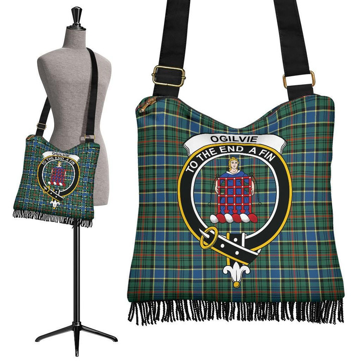 Ogilvie Hunting Ancient Tartan Clan Badge Boho Handbag | scottishclans.co