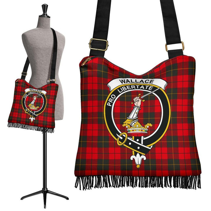 Wallace Weathered Tartan Clan Badge Boho Handbag | scottishclans.co