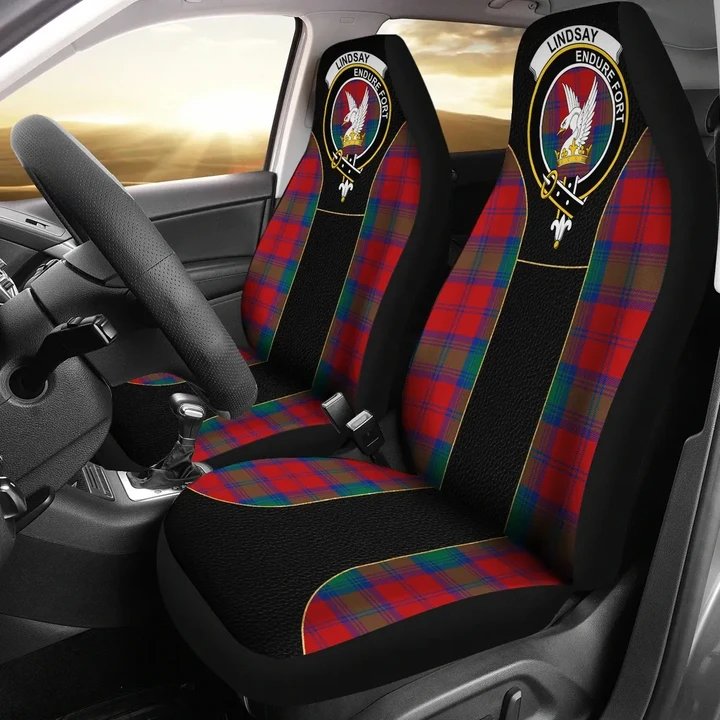 Lindsay Tartan Car Seat Cover Clan Badge - Special Version