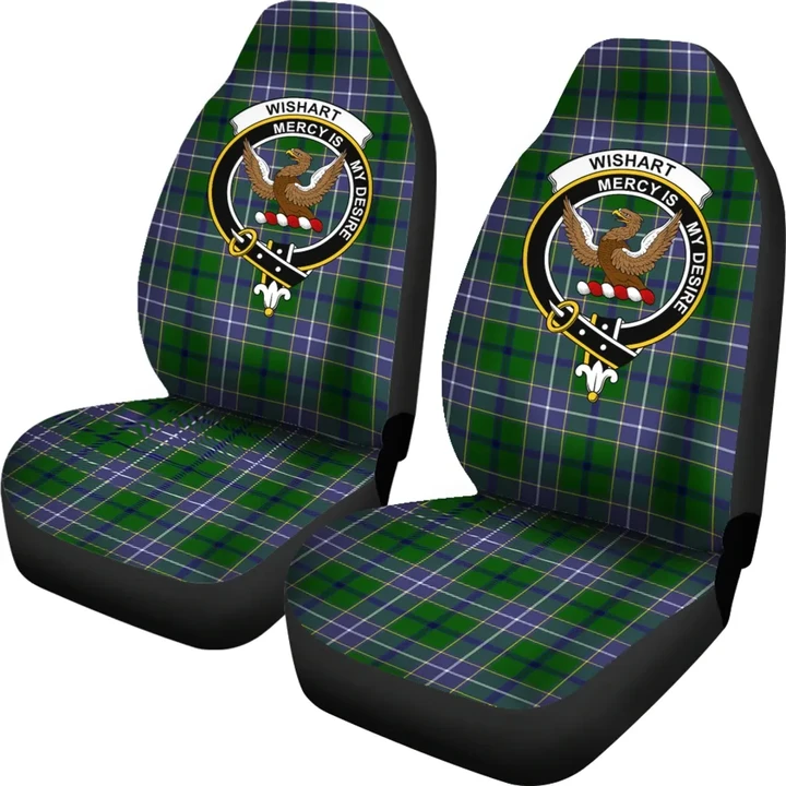 Wishart Tartan Car Seat Covers - Clan Badge