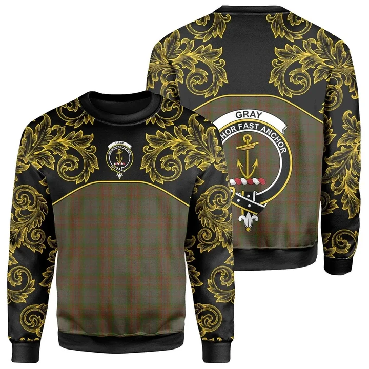 Gray Tartan Clan Crest Sweatshirt - Empire I - HJT4
