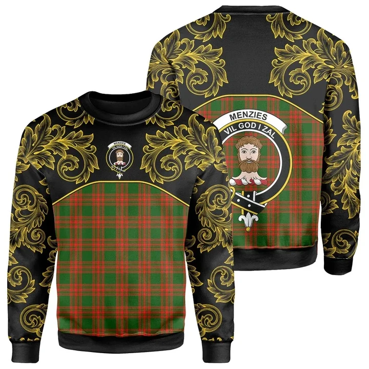 Menzies Green Modern Tartan Clan Crest Sweatshirt - Empire I - HJT4