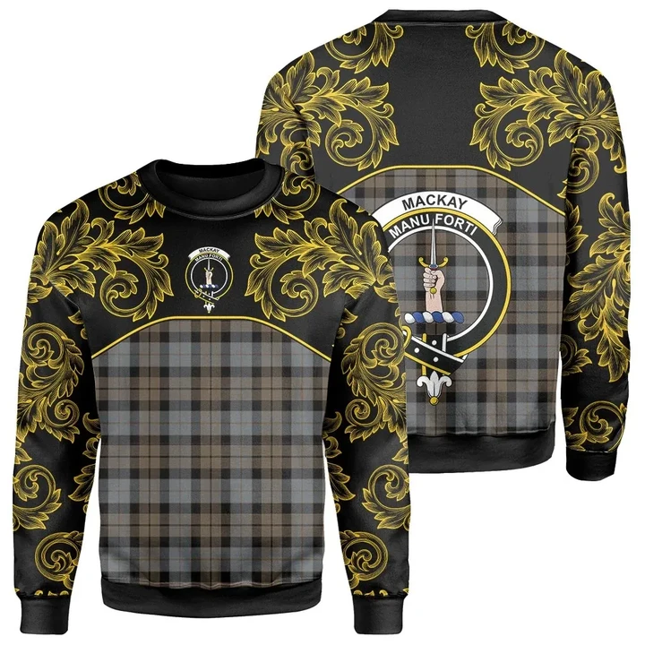 MacKay Weathered Tartan Clan Crest Sweatshirt - Empire I - HJT4