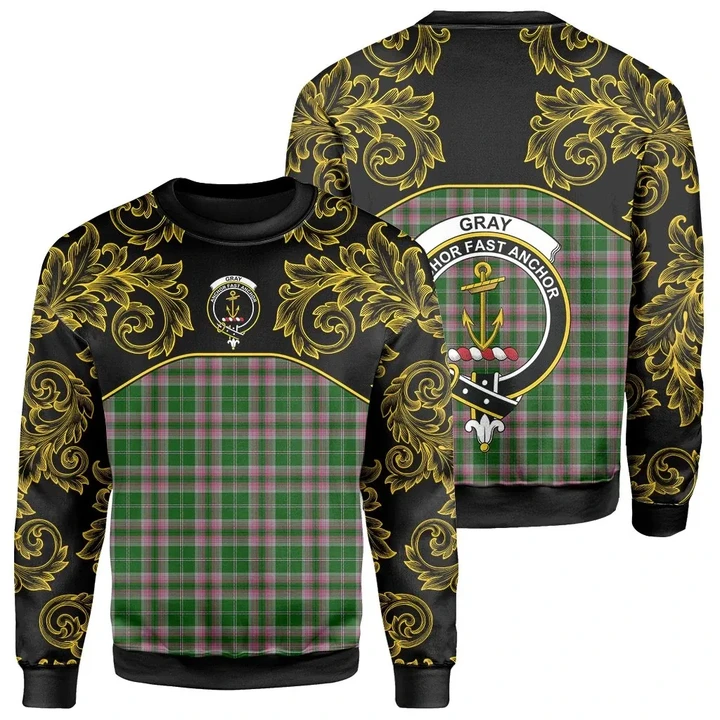 Gray Hunting Tartan Clan Crest Sweatshirt - Empire I - HJT4