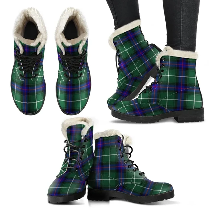 Macdonald Of The Isles Hunting Modern Tartan Faux Fur Leather Boots