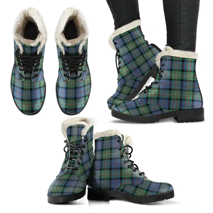 Macdonnell Of Glengarry Ancient Tartan Faux Fur Leather Boots