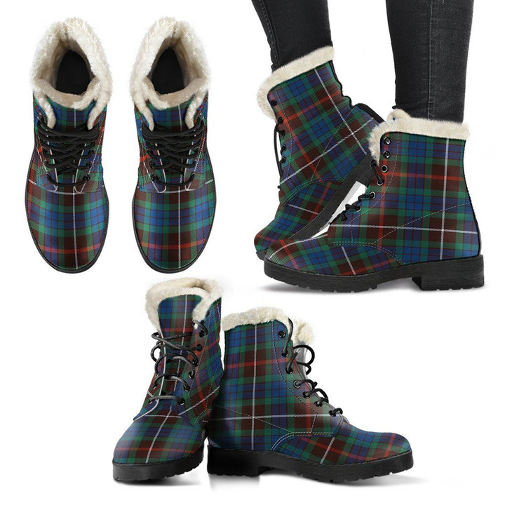 Fraser Hunting Ancient Tartan Faux Fur Leather Boots
