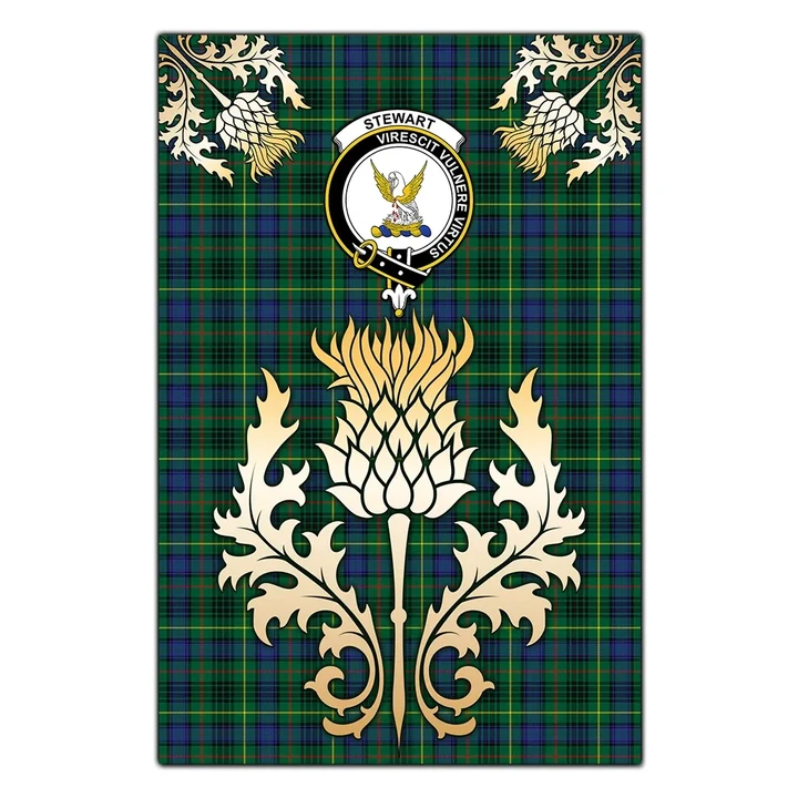 Garden Flag Stewart Hunting Modern Clan Crest Gold Thistle