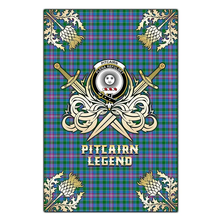 Garden Flag Pitcairn Hunting Clan Crest Golf Courage  Gold Thistle