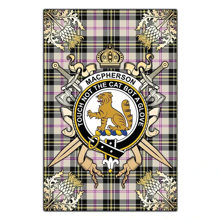 Garden Flag MacPherson Dress Ancient Clan Crest Sword Gold Thistle