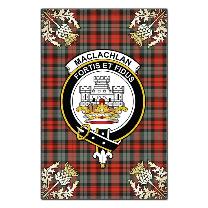 Garden Flag MacLachlan Weathered Clan Crest Gold Thistle New