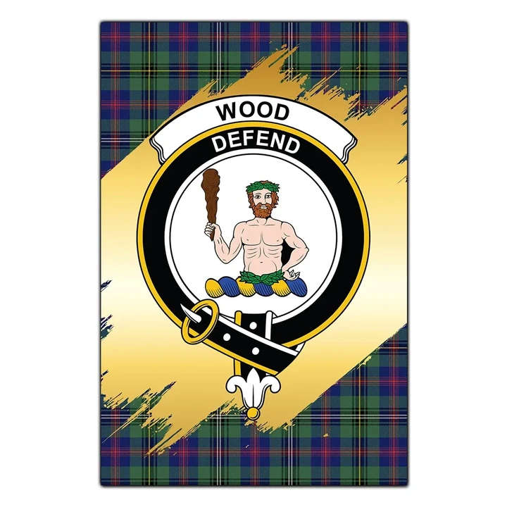 Garden Flag Wood Modern Clan Gold Crest Gold Thistle