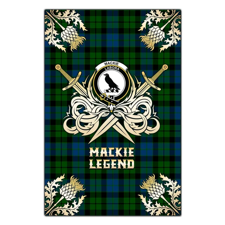 Garden Flag MacKie Clan Crest Golf Courage  Gold Thistle
