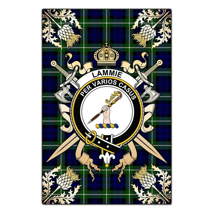 Garden Flag Lammie Clan Crest Sword Gold Thistle