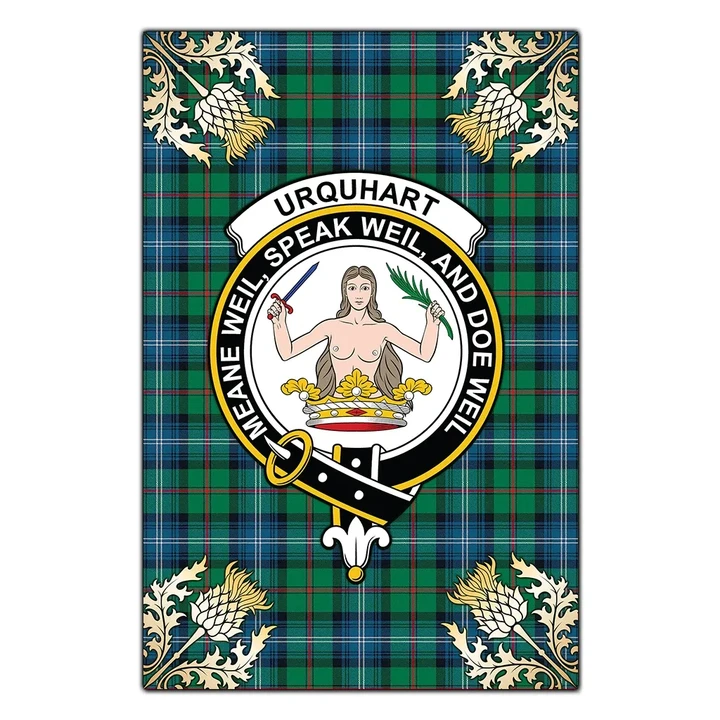 Garden Flag Urquhart Ancient Clan Crest Gold Thistle New