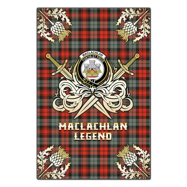 Garden Flag MacLachlan Weathered Clan Crest Golf Courage  Gold Thistle