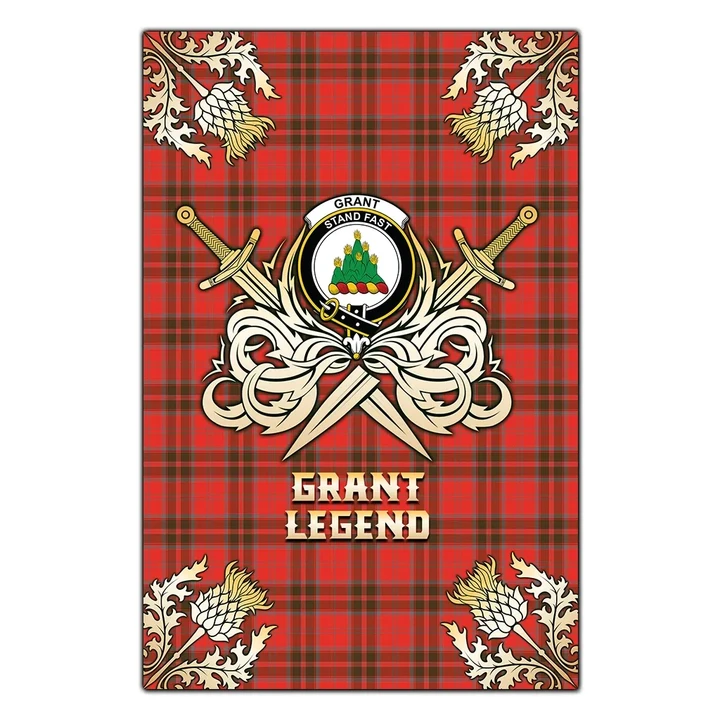 Garden Flag Grant Weathered Clan Crest Golf Courage  Gold Thistle