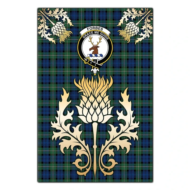 Garden Flag Forbes Ancient Clan Crest Gold Thistle