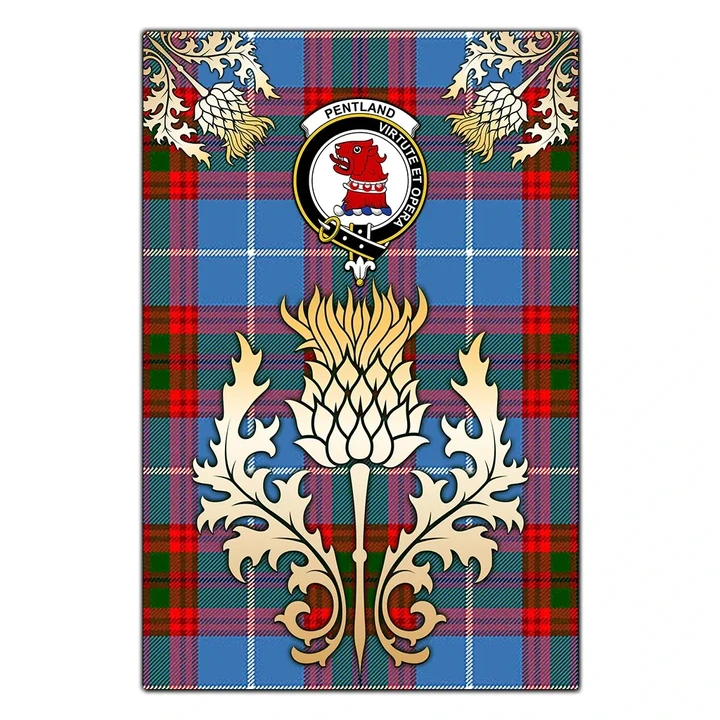 Garden Flag Pentland Clan Crest Gold Thistle