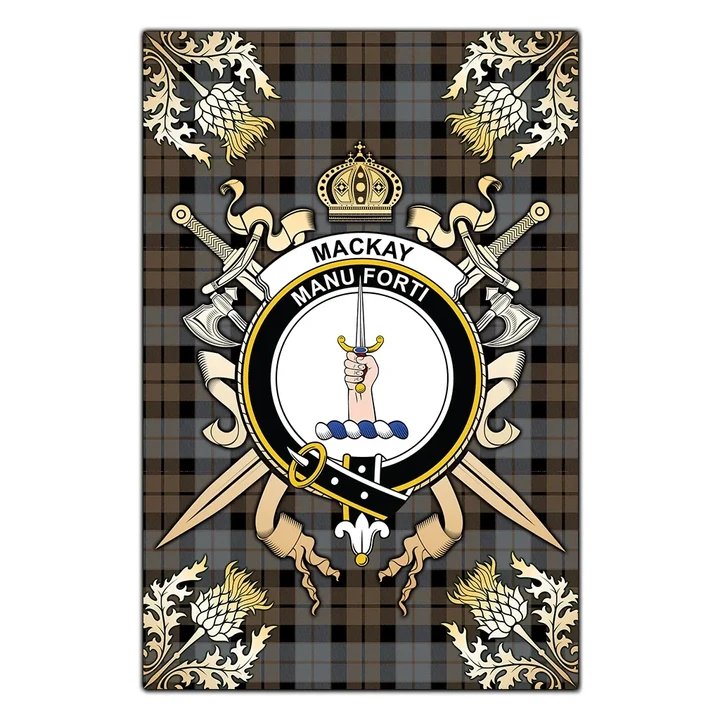 Garden Flag MacKay Weathered Clan Crest Sword Gold Thistle