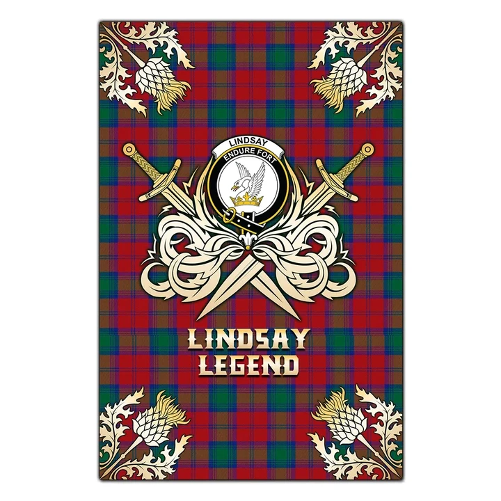 Garden Flag Lindsay Modern Clan Crest Golf Courage  Gold Thistle