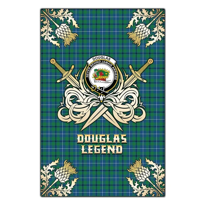 Garden Flag Douglas Ancient Clan Crest Golf Courage  Gold Thistle