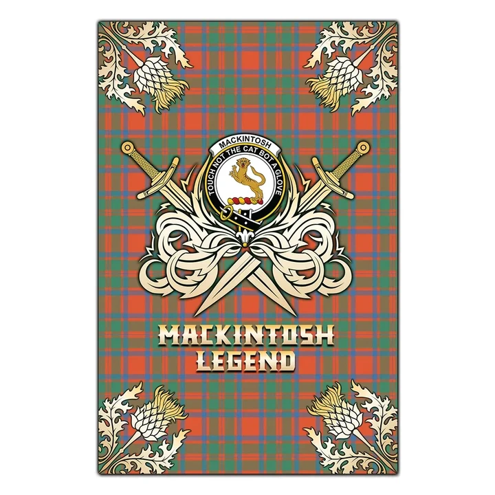 Garden Flag MacKintosh Ancient Clan Crest Golf Courage  Gold Thistle