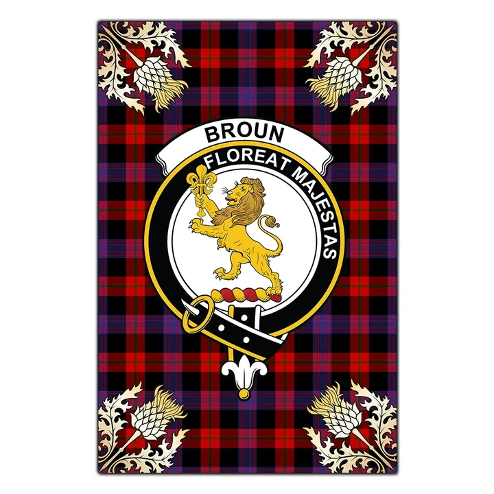 Garden Flag Broun Modern Clan Crest Gold Thistle New