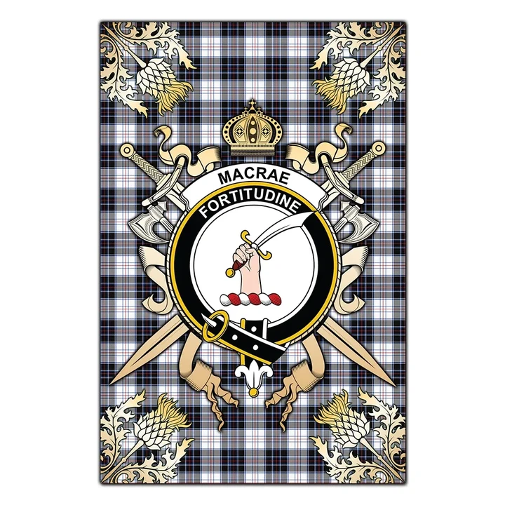 Garden Flag MacRae Dress Modern Clan Crest Sword Gold Thistle