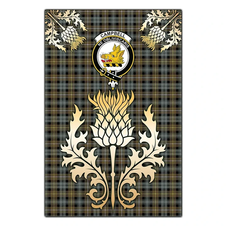 Garden Flag Campbell Argyll Weathered Clan Crest Gold Thistle
