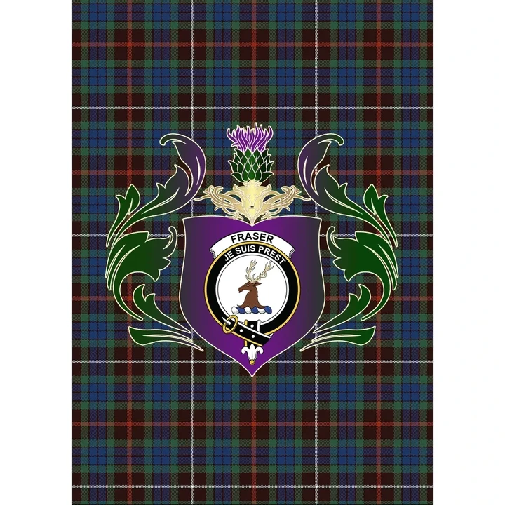 Fraser Hunting Ancient Clan Garden Flag Royal Thistle Of Clan Badge