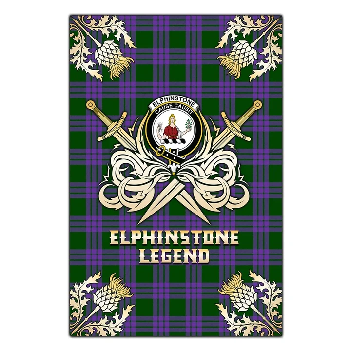 Garden Flag Elphinstone Clan Crest Golf Courage  Gold Thistle