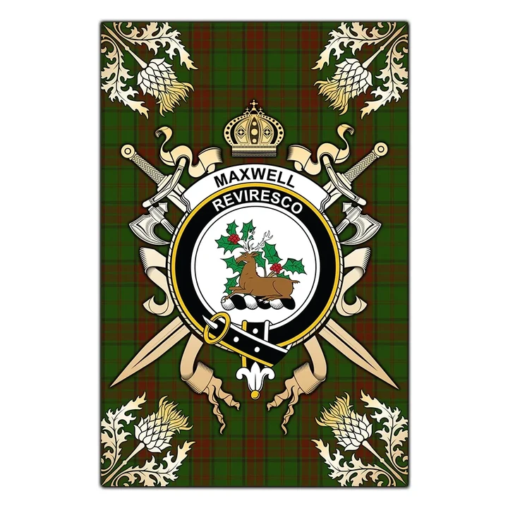 Garden Flag Maxwell Hunting Clan Crest Sword Gold Thistle
